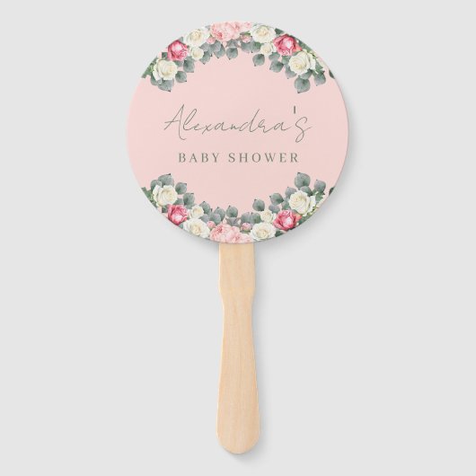 Blush roze Rozen Baby shower Dank u Handwaaier (Voorkant)