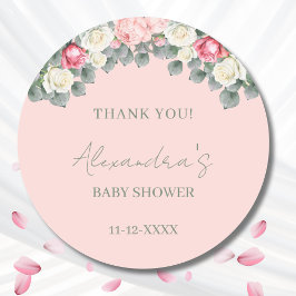 Blush roze  Rozen Baby shower Dank u Ronde Sticker