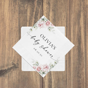 Blush Roze Rozen Baby shower Papier Servet
