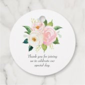 Blush Roze Rozen Bloemen Botanische Bruiloft Bedankjes Labels (Achterkant)