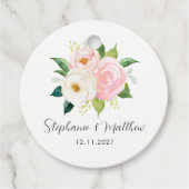 Blush Roze Rozen Bloemen Botanische Bruiloft Bedankjes Labels (Voorkant)