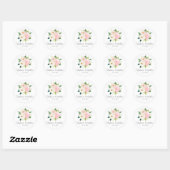 Blush Roze Rozen Bloemen Botanische Bruiloft Ronde Sticker (Vel)