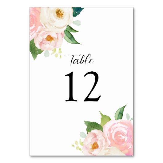 Blush Roze Rozen Bloemen Botanische Waterverf Kaart (Voorkant)