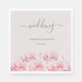 Blush Roze Rozen Bloemen Floral Elegant Bruiloft Servet