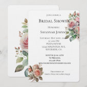 Blush Roze Rozen Bloemen Vrijgezellenfeest Kaart (Voorkant / Achterkant)