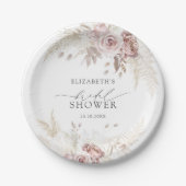 Blush Roze Rozen Bloemen Vrijgezellenfeest Papieren Bordje (Voorkant)