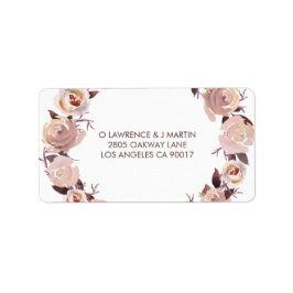 Blush roze rozen bloemenkrans etiket