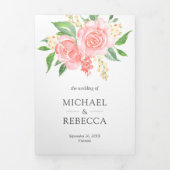 Blush roze rozen boeket foto collage bruiloft drieluik uitnodiging (Cover)