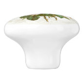  Blush roze rozen Botanische Bird White Wood Keramische Knop (Zijkant)