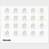 Blush Roze Rozen Botanische bruiloft Dank u Ronde Sticker (Vel)