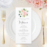 Blush Roze Rozen Botanische Waterverf Bruiloft Menu<br><div class="desc">Deze stijlvolle huwelijksmenu's hebben een waterverf bloemenontwerp met rozen in de tinten pastelroze en blos. Personaliseer de tekst met uw namen en menu. Overeenkomende producten ook beschikbaar.</div>