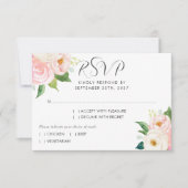 Blush Roze Rozen Botanische Waterverf Bruiloft RSVP Kaartje (Voorkant)