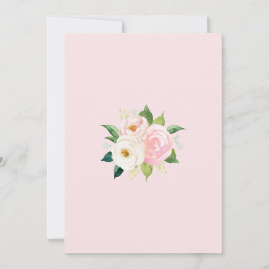 Blush Roze Rozen Botanische Waterverf Bruiloft Save The Date (Achterkant)