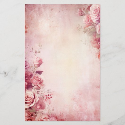  Blush Roze Rozen Briefpapier (Achterkant)