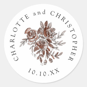 Blush roze rozen bruiloft boeket ronde sticker