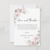 Blush roze rozen bruiloft dank u kaart (Voorkant)