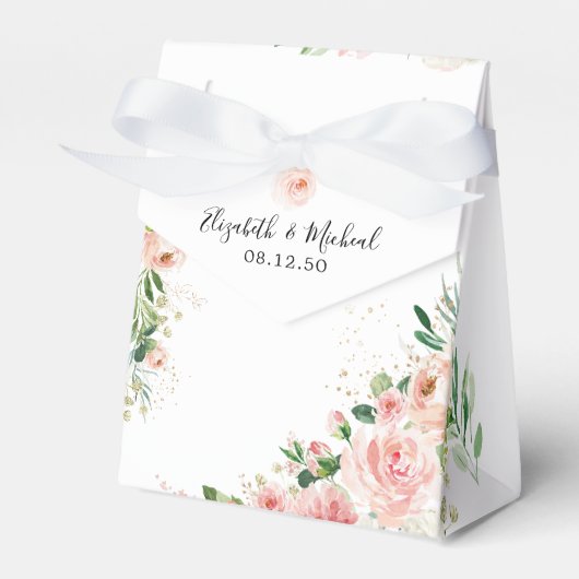 Blush Roze Rozen Bruiloft Favor Box Bedankdoosjes (Voorkant Zijde)