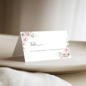 Blush roze rozen bruiloft gevouwen plaats kaart plaatskaartje