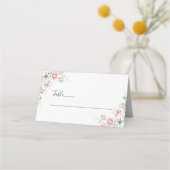 Blush roze rozen bruiloft gevouwen plaats kaart plaatskaartje (Voorkant)
