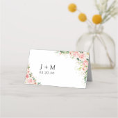 Blush roze rozen bruiloft gevouwen plaats kaarten plaatskaartje (Achterkant)