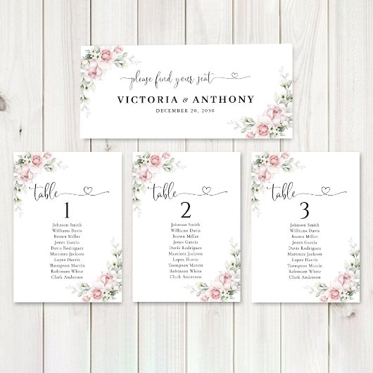 Blush roze rozen bruiloft hoofd tafel teken