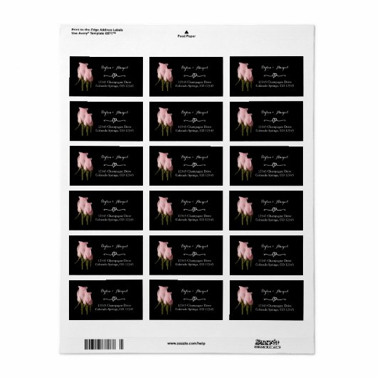 Blush roze rozen bruiloft label retouradres (Full Sheet)