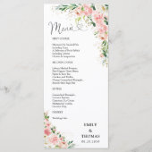 Blush Roze Rozen Bruiloft Menu (Voorkant)