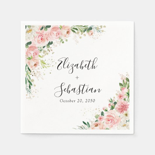 Blush roze rozen bruiloft servetten (Voorkant)