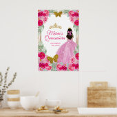 Blush Roze Rozen Charra Quinceañera Kroon Verjaard Poster (Keuken)