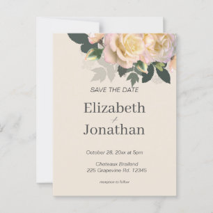 Blush roze rozen die de datum opslaan briefkaart