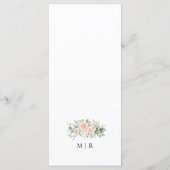 Blush roze rozen Elegant bruiloft menu (Achterkant)