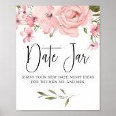 Blush roze rozen Elegant Floral Date Night Sign Poster (Voorkant)