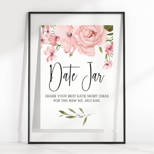 Blush roze rozen Elegant Floral Date Night Sign Poster