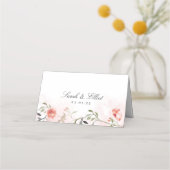 Blush roze rozen Elegant Wedding Place Cards Plaatskaartje (Achterkant)