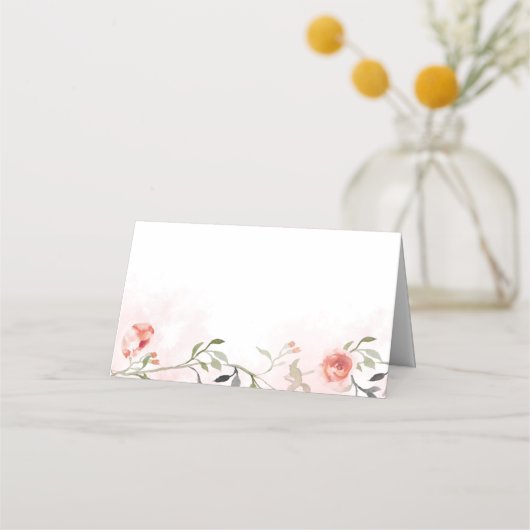 Blush roze rozen Elegant Wedding Place Cards Plaatskaartje (Voorkant)