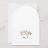 Blush roze rozen Elegante Bloemboog bruiloft Kaart (Achterkant)