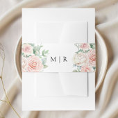 Blush roze rozen Elegante bruiloft Uitnodigingen Wikkel