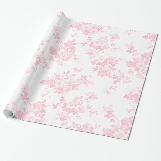 Blush roze rozen elegante florale cadeaupapier (Uitgerold)