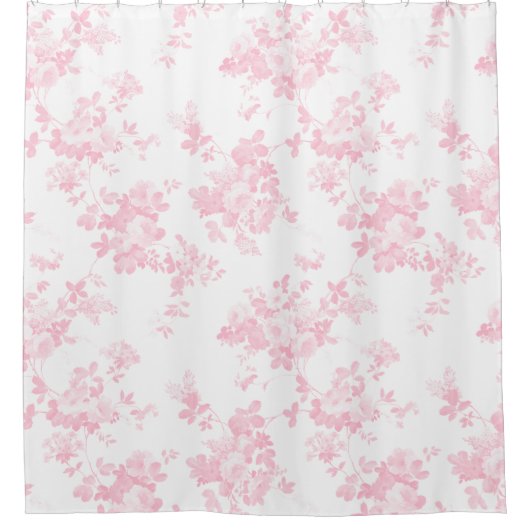 Blush roze rozen elegante florale douchegordijn (Voorkant)
