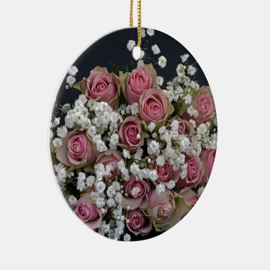 Blush roze rozen en babyluiers keramisch ornament (Rechts)