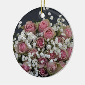 Blush roze rozen en babyluiers keramisch ornament (Links)