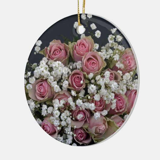 Blush roze rozen en babyluiers keramisch ornament (Links)