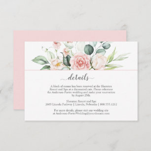 Blush roze rozen en Eucalyptus Enclosure-kaarten Informatiekaartje