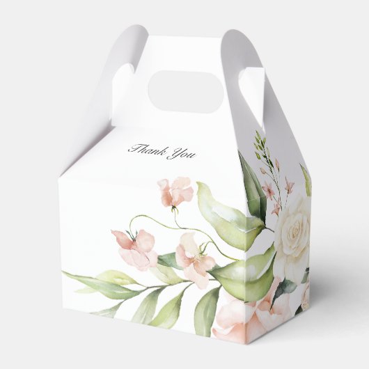 Blush roze rozen en Eucalyptus Greenery Wedding Bedankdoosjes (Achterkant)