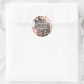 Blush Roze Rozen en Pioenen Rustiek Goud Glitter Ronde Sticker (Tas)