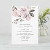 Blush roze rozen en pony's | Waterverf bruiloft Kaart (Staand voorkant)