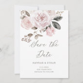 Blush roze rozen en pony's | Waterverf bruiloft Save The Date (Voorkant)