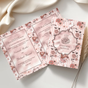 Blush roze rozen en Stripes Floral Muslim Wedding
