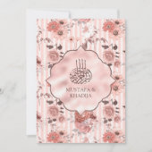 Blush roze rozen en Stripes Floral Muslim Wedding Kaart (Voorkant)