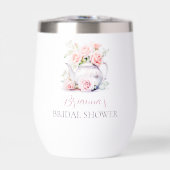 Blush roze rozen en  theepot Vrijgezellenfeest (Voorkant)